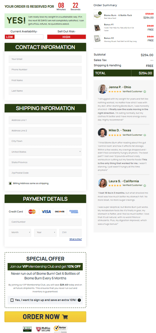 Biome Burn order form